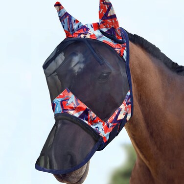 Harrison Howard LumiVista Horse Fly Mask Long Nose with Ears UV Protection for Horse Abstract Graffiti L Full Size
