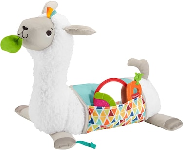 Fisher-Price Baby Toy Grow-with-Me Tummy Time Llama Wedge Support with Mirror, Teether &amp; Rattle, Developmental Play for Newborns Ages 0+ Months