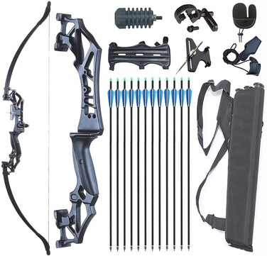 Archery 56" Takedown Recurve Bow and Arrows Set for Adults Metal Riser Longbow Kit Right Hand Straight Bow for Beginner Hunting Shooting Practice 30lb 40lb