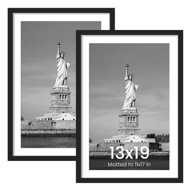 ENJOYBASICS 13x19 Picture Frame, Display Poster 11x17 with Mat or 13 x 19 Without, Wall Gallery Photo Frames, Black, 2 Pack