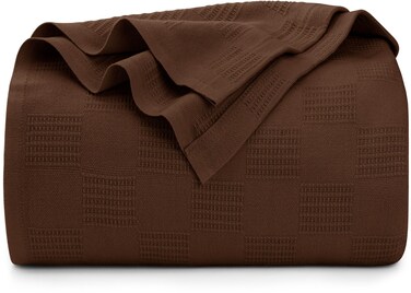 Utopia Bedding Brown 100% Cotton Blanket [Twin Size - 90x72 Inch] 350GSM Lightweight, Soft and Breathable Thermal Blanket for All Seasons