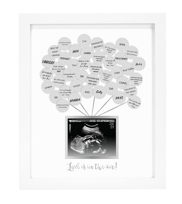 Pearhead Baby Shower Signature Guest Book &amp; Sonogram Keepsake Photo Frame, Unique Guest Book, White, Sticker Guestbook Frame