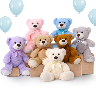 MorisMos Bulk Teddy Bear Stuffed Animals Plush Toys for Kids Girls Boys,14 inch Teddy Bear for Baby Shower Decorations, 7-Pack Wholesale Small Stuffed Animal Gifts for Birthday Christmas Valentines