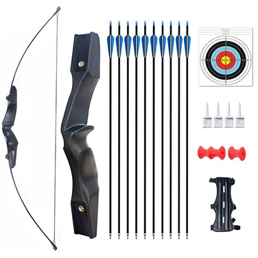 Archery Recurve Bow and Arrows Set for Adults 51" Right Hand Longbow Kit Takedown Bow for Beginner Hunting Shooting Practice 30-40lb