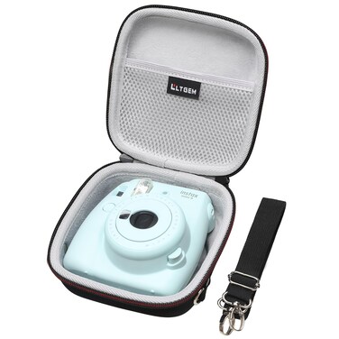 LTGEM Hard Case for Fujifilm Instax Mini 12/11/10/9/8/7/7+ Instant Camera - Protective Storage Bag with Shoulder Strap (Black)