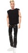 Barbie Signature Looks Ken Doll (Blonde with Facial Hair) Fully Posable Fashion Doll Wearing Black T-Shirt &amp; Vinyl Pants, Gift for Collectors