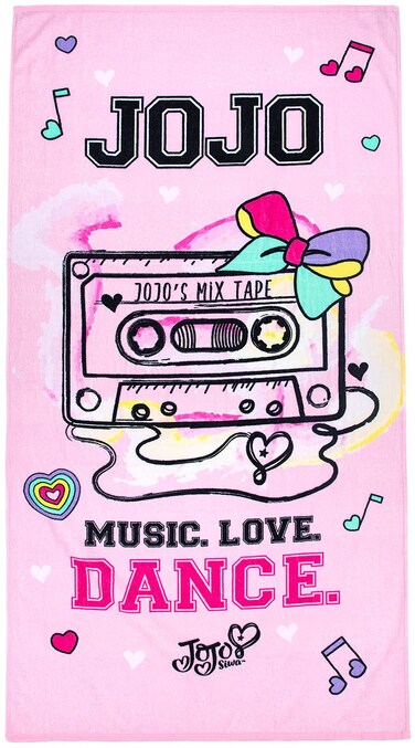 Jay Franco Nickelodeon JoJo Siwa Peace Love Dance Kids Large Bath/Pool/Beach Towel -Super Soft &amp; Absorbent Fade Resistant Cotton Towel, Measures 34 x 64 inches (Official Nickelodeon Product)