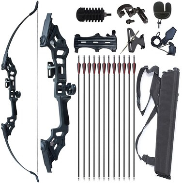 Recurve Bow and Arrows for Adults 51" Archery Set Right Hand Longbow 30-50lb Aluminum Alloy Riser Takedown Bow Arrow Quiver Bow Sight for Beginner to Intermediate Shooting Hunting