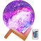 Himalayan Glow Kids Night Galaxy Lamp 5.9-inch 16 Colors LED 3D Star Moon Light with Wood Stand, Remote &amp; Touch Control USB Rechargeable, White