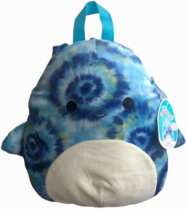 Squishmallows Official Kellytoy Backpack 12 Inch Squishy Soft Plush Animal Bag (Luther The Shark)