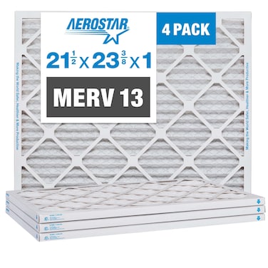 Aerostar 21 1/2x23 3/8x1 MERV 13 Pleated Air Filter, AC Furnace Air Filter, 4 Pack (Actual Size: 21 1/2" x 23 3/8" x 3/4")