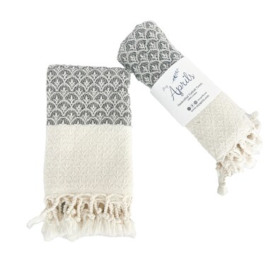 Turkish Hand Towels Kitchen Towel Decorative Bathroom Towel for Tea Dishcloth Hand Face Hair Black Hand Towels Modern Farmhouse Rustic - Black Shells