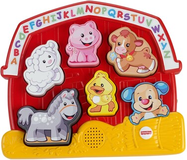 Fisher-Price Toddler Shape Sorting Toy Laugh &amp; Learn Farm Animal Puzzle with Music &amp; Sounds for Kids Ages 1+ Years​
