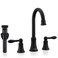 Two Handle 8 inch High Arc Widespread Bathroom Sink Faucet with Pop-Up Drain and Water Supply Lines, Matte Black 3 Pieces Lavatory Sink Faucet Basin Faucet Mixer Taps