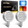 Partsam 2Pcs Round Double Face Led Turn Signal Marker Lights and Blue Auxiliary Lights LED Pedestal Lights Post Mount 48 LED for Truck Trailer Mirror Arm Clamp Clearance, 10-30V