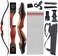 Archery 60" Takedown Hunting Recurve Bow and Arrow Set for Adult Longbow Kit Competition Shooting Right Hand Wooden Riser 30-50LB