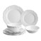 UPware 12 Piece Dimple Melamine Dinnerware Sets, Outdoor Dishes Set, Plates and Bowls Sets, Service for 4, White