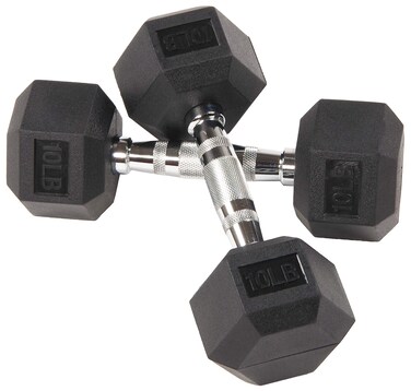 2nd Generation Rubber Coated Dumbbell Weight Chrome Grip Hand Weight, Pairs, Multiple Weight Options