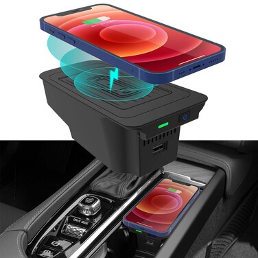 CarQiWireless Wireless Charger for Volvo XC90 S90 V90 XC60 V60 S60 2025 2024 2023 2017-2021 2022, Wireless Phone Charging Pad for Volvo Accessories 2018 2019 2020