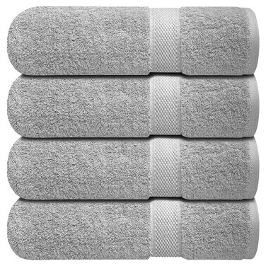 Infinitee Xclusives Luxury 100% Ring-Spun Cotton Bath Towels Set of 4 (27x54 inches) &ndash; Soft, Absorbent &amp; Quick-Drying Towels for Bathroom, Gym, Spa &amp; Hotel Use (Charming Grey)