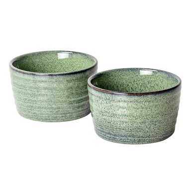 UNICASA Ramekin Set of 2, UNICASA 8 oz Creme Brulee Ramekins, Oven Safe Baking Set for Custard, Pudding, Souffle Cups, Reactive Green