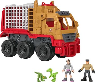 Fisher-Price Imaginext Jurassic World Camp Cretaceous Toys Dinosaur Hauler Vehicle &amp; Yaz Poseable Figure for Preschool Kids Ages 3+ Years