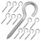 Pack of 12 M6 Metal Hooks, heavy-duty304 Stainless Steel Screw Hooks, self-Tapping Eye-Ring Bolt Hooks, Wooden Terminal Eye-Hole Hooks, Pendant Lights and Wires, Strong