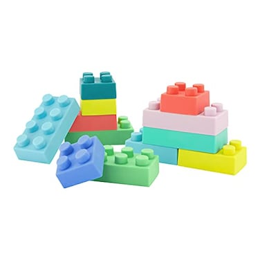 Infantino Super Soft Building Blocks, Easy-to-Hold for Babies &amp; Toddlers, BPA-Free, Multi-Colored, 12-Piece Set