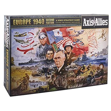 Avalon Hill Axis &amp; Allies Europe 1940 Second Edition WWII Strategy Board Game, with Extra Large Gameboard, Ages 12 and Up, 2-6 Players