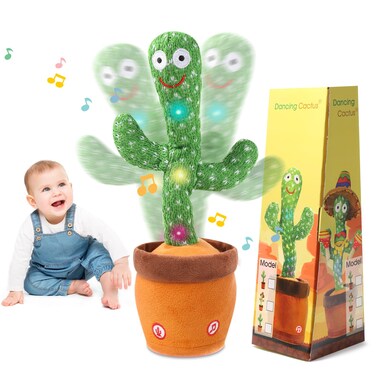 LUKETURE Dancing Talking Cactus Toy for Baby w/ 120 Songs &amp; Flashing Lights, Easter Gifts Mimicking Educational Toy for Toddlers, Tummy Time Play, Birthday, Christmas, Babies Sensory Music Toy