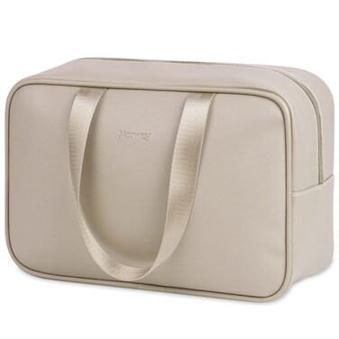 PU Leather Large Travel Toiletry Bag Women Toiletries Bag Skincare Bag Makeup Bag Organizer Make up bag Cosmetic Bag Medicine Bag for Girls (Large, Brown)