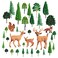 35 Pcs Woodland Animals Figures Model Trees Kit 5 Pcs Forest Animal Toys 30 Pcs 1.18-6.30 Inch Mixed Miniature Trees Miniature Cake Toppers Kids Birthday Christmas Village Accessories (Deer Style)