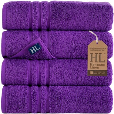 Hawmam Linen Lilac Purple Bath Towels 4 Pack Soft and Absorbent, Premium Quality Perfect for Daily Use 100% Cotton Towel 600 GSM