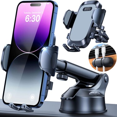 HTU 2025 Ultimate Car Phone Mount【80+LBS Strongest Suction &amp; Military-Grade】【Patent &amp; Safety Certs】 Cell Phone Holder Truck Stand for Dashboard Windshield Vent for iPhone 16 Pro Max 15 Samsung,Grey