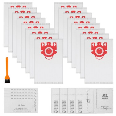 3D Airclean FJM Bags for Miele FJM Vacuum Compact C2 Compact C1 Complete C1 S241 S290 S300i S500 S700 S4 S6 Series, 16 Pack FJM Bags with 4 Motor Protection Filters and 4 AirClean Filters