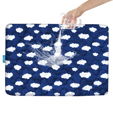 Pack and Play Mattress Protector Sheets Fitted Waterproof Pack and Play Mattress Pad Cover, Compatible with Graco Pack n Play &amp; Dream On Me &amp; Pamo Babe, Playpen/Playard Sheet, Navy Cloud, 39" x 27