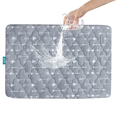 Pack and Play Mattress Protector Sheets Fitted Waterproof Pack and Play Mattress Pad Cover, Compatible with Graco Pack n Play &amp; Dream On Me &amp; Pamo Babe, Playpen/Playard Sheet, Gray Arrow, 39" x 27