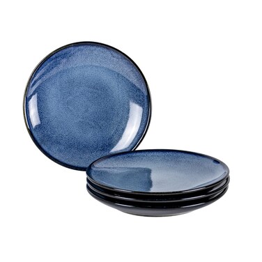 UNICASA Porcelain Dessert Plates Set of 4-8 Inch Ceramic Dinner Plates Dinnerware Oven Microwave Safe for Salad, Scratch Resistant, Kitchen Serving Dish, Reactive Blue