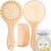 Baby Hair Brush and Comb Set for Newborn - Wooden Baby Hair Brush Set with Soft Goat Bristle, Baby Brush Set for Newborns, Baby Brush and Comb Set Girl, Boy, Toddler Cradle Cap Brush (Round, Walnut)
