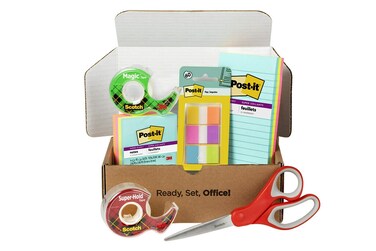Post-it and Scotch Brand Essentials Pack, Back to School and Office Supplies, Includes Super Sticky Notes, Flags, Magic and Super Hold Tape, and Multi-Purpose Scissors