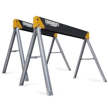 ToughBuilt - Folding Sawhorses/Jobsite Table - Sturdy, Durable, Lightweight, Heavy-Duty, 100% High Grade Steel, 1100lb Capacity, Easy Carry Handle - (TB-C300-2) - 2 Pack