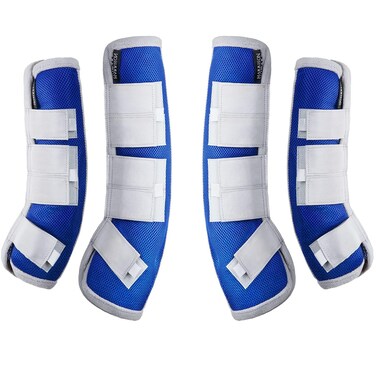 Harrison Howard Horse Fly Boots Leg Guards Fly Boots Protection Set of 4 Aquamarine Large Full Size