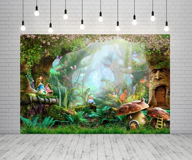 7x5ft Enchanted Forest Photo Backdrop Fairy Tale Photo Backdrop Background for Party Banner Newborn Baby Shower Decoration