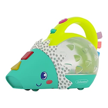 Infantino Push &amp; Pop Musical Light-Up Mini-Vac Hedgehog Mini-Me Pretend Toy Vacuum with Music, Lights, Bouncing Balls, Sounds &amp; Buttons, Helps Build Gross Motor Skills, for Babies &amp; Toddlers