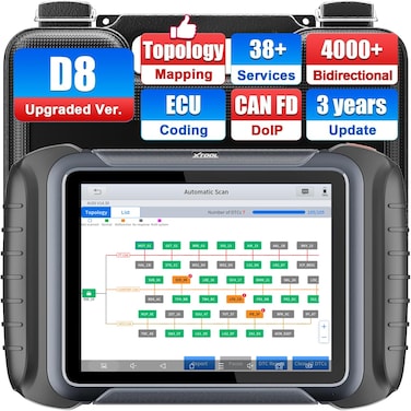 XTOOL D8S OBD2 Scanner: 2025 Upgrade of D8, Bidirectional Scan Tool with 3-Year Update, Topology Mapping, FCA AutoAuth, ECU Coding, 38+ Resets, All Systems Car Scanner Diagnostic Tool, CANFD/DoIP