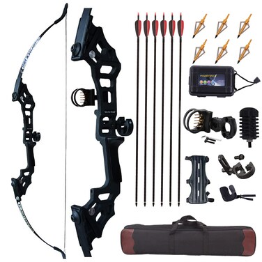Knixxo Archery 51" Takedown Recurve Bow and Arrows Set for Adults,Right Hand Practice Kit with 6pcs Real Feather Carbon Arrows for Beginner