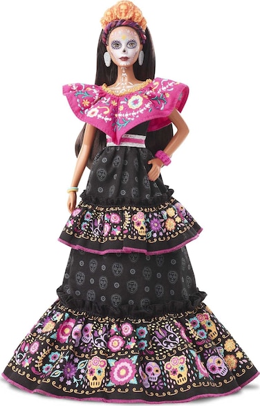 Barbie 2021 Dia De Muertos Doll (11.5-in) Wearing Traditional Embroidered Dress, Flower Crown &amp; Calavera Face Paint, Gift for Collectors