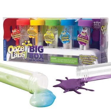 Thames &amp; Kosmos Ooze Labs: Big Box of Science   5 Fun, Simple, Safe STEM Experiments   DIY Slimes, Crystal Feather, Instant Snow, Oobleck   Great Party Favors, Easter Basket Goodie, Stocking Stuffers