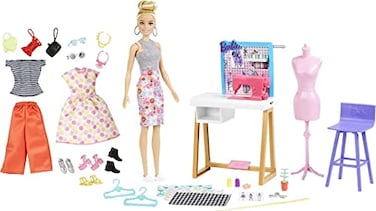 Barbie Fashion Designer Doll &amp; 25+ Accessories, Studio Playset Includes Toy Furniture, Sewing Machine &amp; Mannequin, Blonde Doll