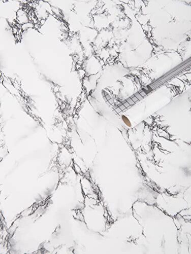 Art3d 15.8" x 120" (Pack Of 1) Wall Panel Marble, Black/White